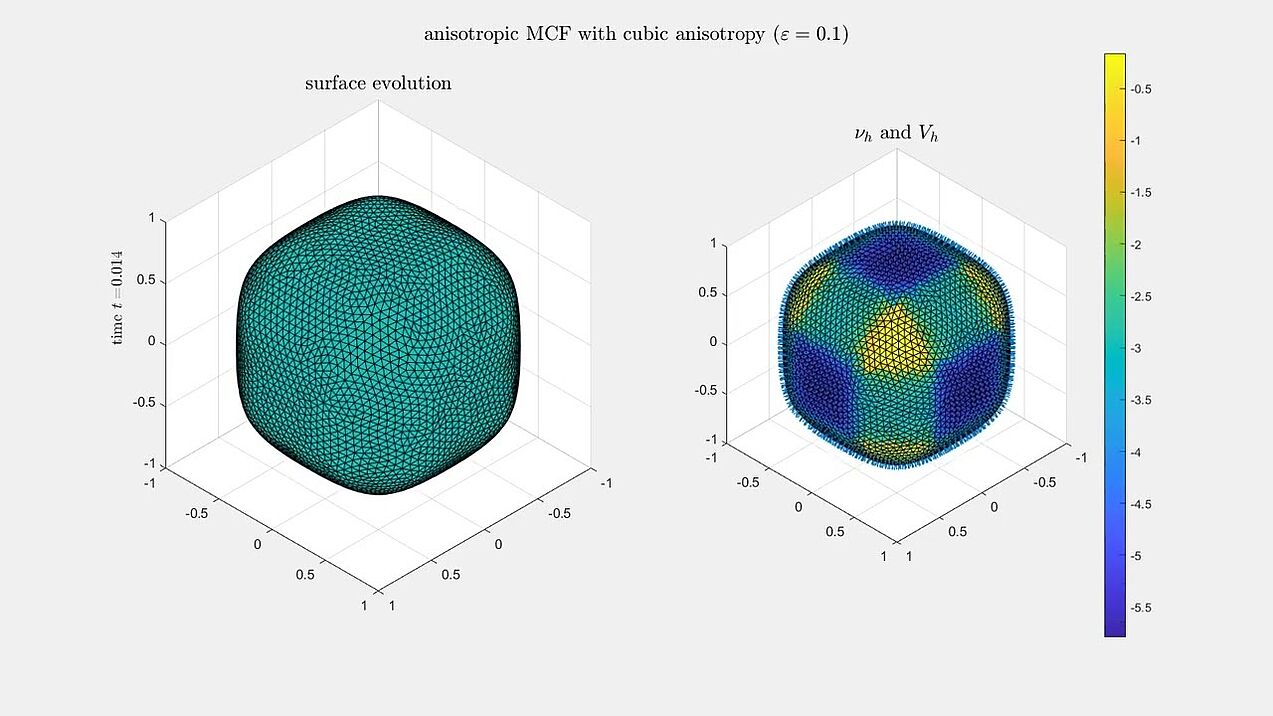 Anisotropic mean curvature flow with a cubic anisotropy function